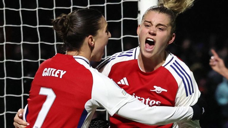 Alessia Russo celebrates after equalising for Arsenal