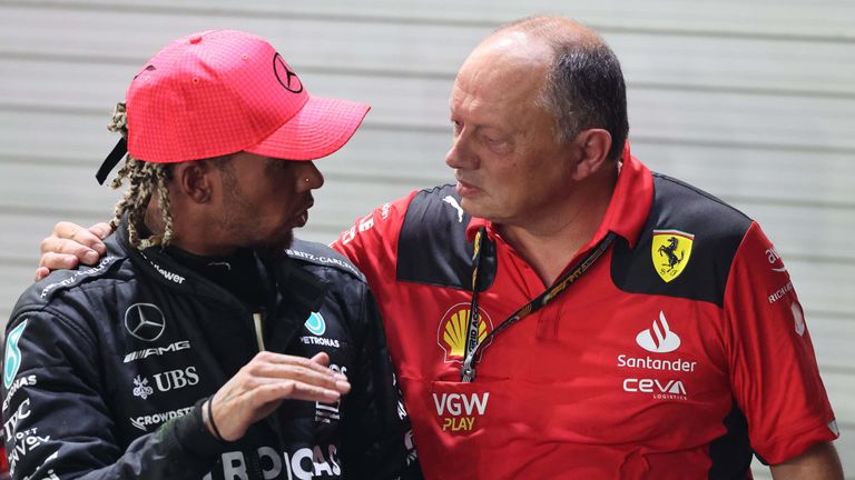 Lewis Hamilton and Frederic Vasseur